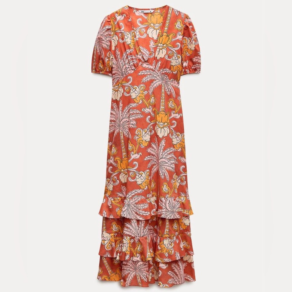 like new M ZARA PRINTED MIDI DRESS ZW COLLECTION